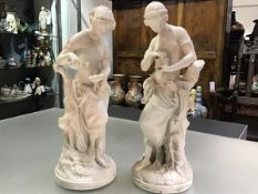 A pair of Minton parian figures of Pandora and Psyche, c. 1850-70, after designs by A. Carrier-