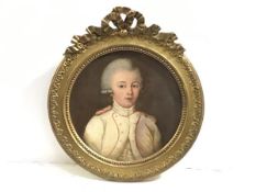 Continental School, portrait of a boy in 18th century gala uniform, possibly Austrian, unsigned, oil