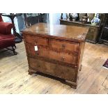 A George II walnut chest of drawers, mid 18th century, the crossbanded quarter-veneered top over two