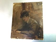 British School, early 20th century, Study of a Man in a Bowler Hat, unsigned, oil on board,