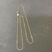 A yellow metal box link neck chain, marked 9ct (3.3g)