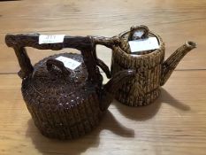 Scottish Interest, a Bellfield Prestonpans pottery majolica style bamboo pattern teapot