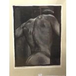 Stephanie Rew, Scottish (b.1971), charcoal study of a Male Figure, signed lower left (excl. frame: