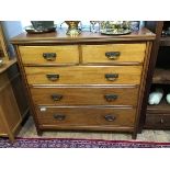 A late 19th century Gothic Revival mahogany chest, of two short and three long graduated drawers
