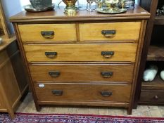 A late 19th century Gothic Revival mahogany chest, of two short and three long graduated drawers