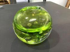 Phillipa Headley Scottish Contemporary, a handblown glass spherical vase, signed to base