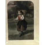 19thc School, Young Gardener, coloured engraving, stamp lower left, framed (excl. frame: 50cm x