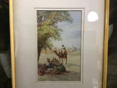 20thc School (Jan Bert), Resting at Tangiers, Morocco, watercolour, signed lower left (excl. frame: