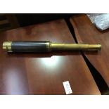 A 19thc leather bound brass four draw telescope (fully extended: 91cm)