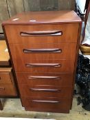 A G-Plan teak chest of six drawers, raised on a plinth base, bearing label (100 x 53.5 x 45cm)