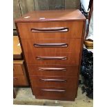 A G-Plan teak chest of six drawers, raised on a plinth base, bearing label (100 x 53.5 x 45cm)