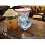 An Art Glass bowl, limited edition, no.262/300 together with a floral decorated irridescent bowl and