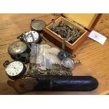 A mixed lot of watches and jewellery including five silver pocket watches, one with graduated