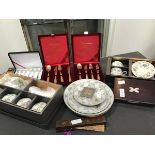 A mixed lot of Chinese Republic presentation `pottery and cutlery including gilded table ware and