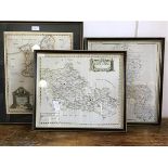 A group of three framed 18thc county maps of Buckinghamshire h52cm x l43 Berkshire h37cmx l 43cm and