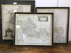 A group of three framed 18thc county maps of Buckinghamshire h52cm x l43 Berkshire h37cmx l 43cm and