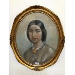 Late 19thc School, Portrait of Margaret Reid, pastel, oval in gilt composition frame (excl. frame: