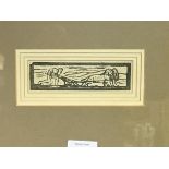 20thc School, Pulling the Plow, woodblock print, in stepped mount and frame (excl. frame:4cm x