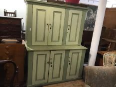 A Victorian Country House estate made painted kitchen dresser, both top and bottom fitted with three