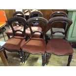 A collection of six Victorian balloon-back dining chairs, including a set of three chairs; a pair of