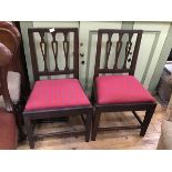 A pair of Scottish George III laburnum 'brander back' chairs c.1800, each square back with pierced