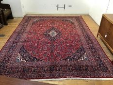 An Iranian Kashan fine hand knotted wool carpet, the central medallion with lotus flower and and