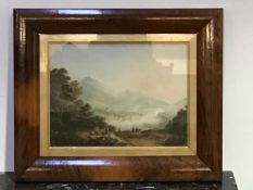 A 19thc Baxter print of Lake Lucerne, in rosewood frame (excl. frame: 26cm x 35cm)