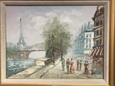 20thc French School, By the River Seine, oil on canvas, signed indistinctly lower right (excl.