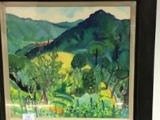 Jula Peacock, The Vegetable Garden, Tuscany, oil on board, signed lower left, Scottish Gallery label