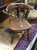 An early 20th century country-style chair, with hoop back, laminated seat and turned legs (75cm