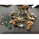 A mixed lot of Wade Whimsie style animals, various sizes, together with a group of glass animals and