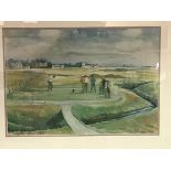 20thc coloured print, Carnoustie 18th Green (excl. frame: 40cm x 58cm)