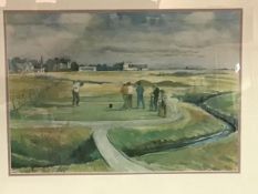 20thc coloured print, Carnoustie 18th Green (excl. frame: 40cm x 58cm)