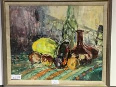 Anne Macleod, Scottish, Fruit and Glass, oil on paper, signed lower right, framed excl. frame: