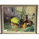 Anne Macleod, Scottish, Fruit and Glass, oil on paper, signed lower right, framed excl. frame: