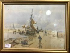 J Jack, British School, Fishing Boats at Low Tide, watercolour, signed and dated lower right,