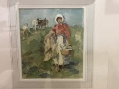 Thomas Austin Brown, The Lunch Basket, watercolour, signed (excl. frame: 18cm x 15cm)