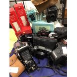 Camera equipment: a mixed lot of cameras including a Kodak, a Brownie, a Pentax Zoom 105, a
