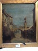 19thc. Italian School, Canal and Bridges, oil on board (34cm x 29cm)