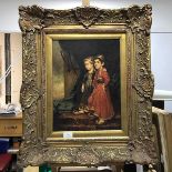 A 20thc. reproduction painting of the Kirkpatrick Children by George Chinnery, varnished copy on