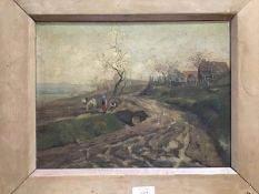 An early 20thc Continental Rural Landscape, oil on board (25cm x 33cm)