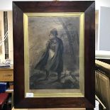 A 19thc engraving, Napoleon by Charlet, Un Bivouac, in rosewood frame with gilt slip (external: 57cm