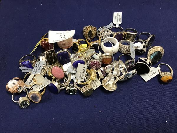 A collection of dress rings, set single or multiple gem stones, the majority marked 925 (approx 38)