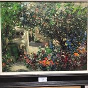 20thc. Scottish School, Summer Garden, oil on board, signed indistinctly lower right (32cm x 40cm)