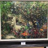 20thc. Scottish School, Summer Garden, oil on board, signed indistinctly lower right (32cm x 40cm)