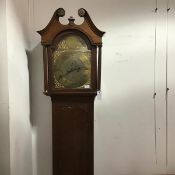A George III Scottish oak cased longcase clock, Norman Macpherson, Edinburgh, the arched brass dial,