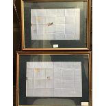 Two 19thc British Linen Bank cash receipts complete with penny reds, framed and mounted (largest,
