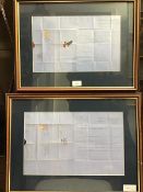 Two 19thc British Linen Bank cash receipts complete with penny reds, framed and mounted (largest,