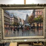 20thc. French School, Parisian Street Scene, oil on canvas, signed indistinctly lower right, in
