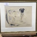 Jill Evans (20thc. British), Standing Pug, limited edition print, 723/800 (18cm x 24cm)